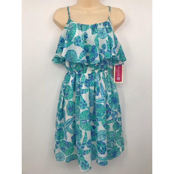 Lilly Pulitzer For Target Sea Urchin Flutter Spaghetti Strap Dress Blue Small NE - Picture 2 of 6